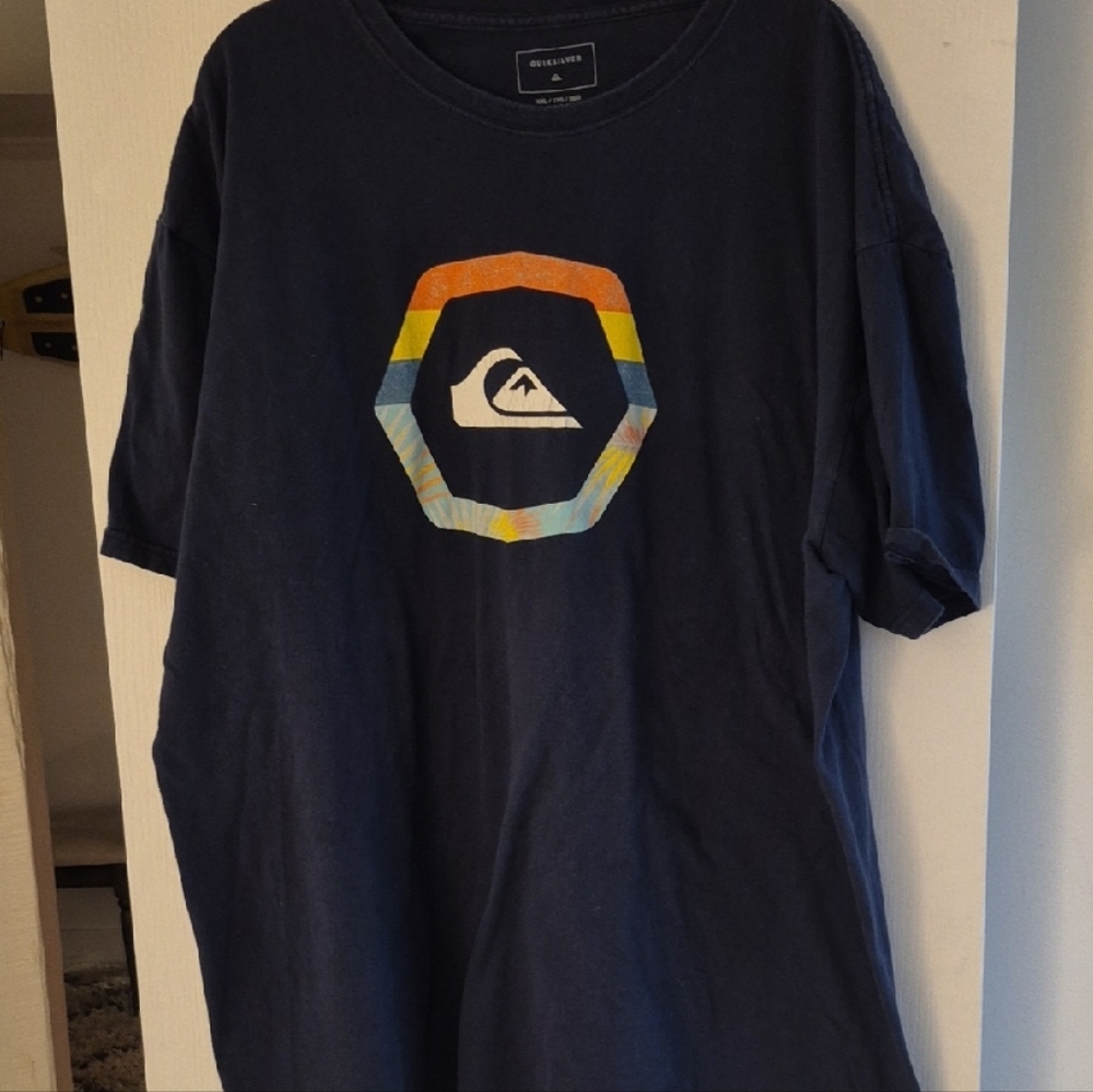 Quiksilver Dark Blue Tee with Multicolor Logo